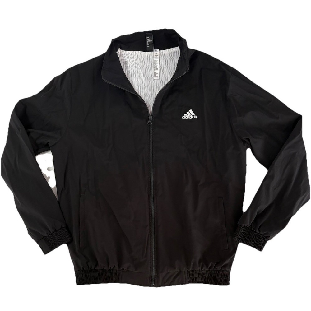 YK2 Authentic 90's Adidas Spell Out Black Red Arched Logo Windbreaker Jacket MED